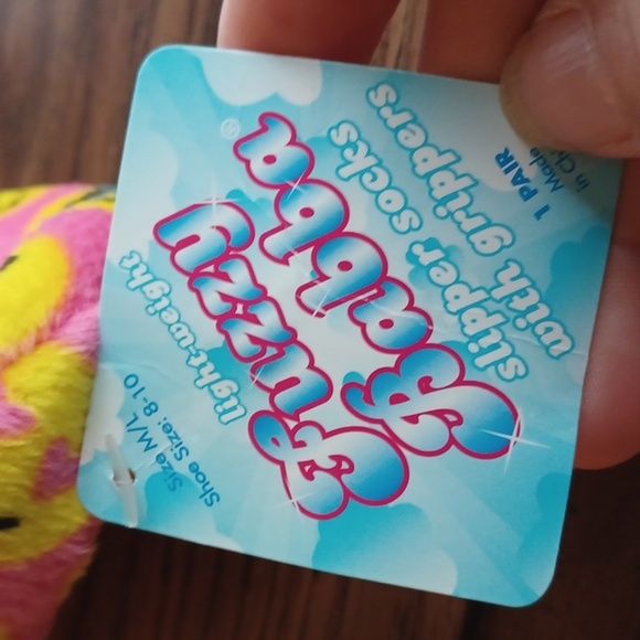 Fuzzy Babba Velour Faux Sherpa Slippers, smiley imogee, M/L, 8-10 shoe - Picture 4 of 4